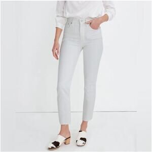 Madewell Jeans Womens 29 Tile White Perfect Vintage Crop Raw Hem Denim Stretch